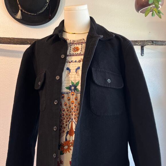 J. Crew Tops - J.Crew Black Heavyweight Cotton Slim Button Front Shacket Shirt Size Large